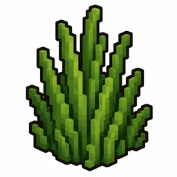 Pixel art illustration of a tall grass in chunky voxel game style
