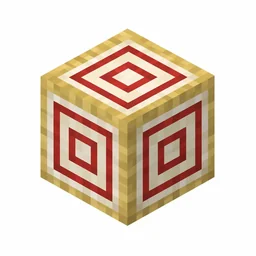 Pixel art illustration of a target block with red and white concentric rings