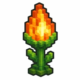 Pixel art illustration of a torchflower in chunky voxel game style