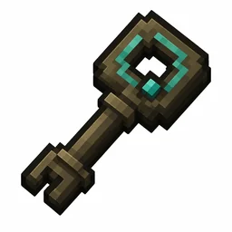 Pixel art illustration of a trial key in chunky voxel game style