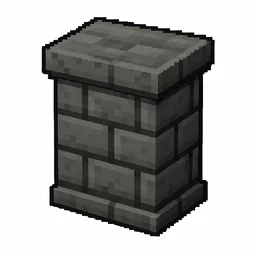 Pixel art illustration of a tuff brick wall, a short sturdy wall pillar