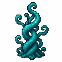 Pixel art illustration of a twisting vines in chunky voxel game style