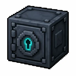 Pixel art illustration of a vault in chunky voxel game style