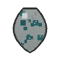 Pixel art illustration of a Vindicator Spawn Egg with a two-tone speckled shell