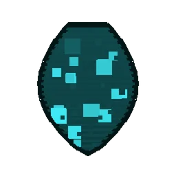 Pixel art illustration of a Warden Spawn Egg with a two-tone speckled shell