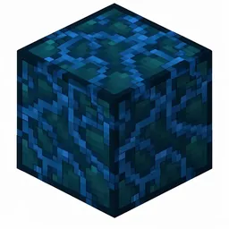Pixel art illustration of a warped hyphae block with nether fungus bark on all faces