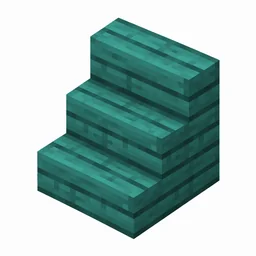 Pixel art illustration of an L-shaped warped wooden stairs block with visible wood grain