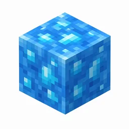 Pixel art illustration of a translucent blue water block