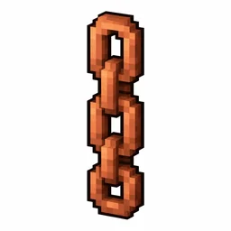 Pixel art illustration of a waxed copper chain, copper sealed with honeycomb