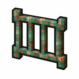 Pixel art illustration of a copper bars with moderate mottled green oxidation over copper metal