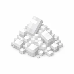 Pixel art illustration of a small pile of pure white dye powder with scattered grains