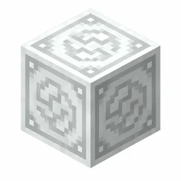 Pixel art illustration of a white glazed terracotta block with a swirling ornate pattern