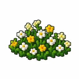 Pixel art illustration of a wildflowers in chunky voxel game style