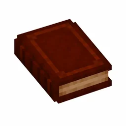 Pixel art illustration of a written book in chunky voxel game style