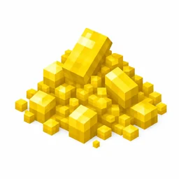 Pixel art illustration of a small pile of bright yellow dye powder with scattered grains