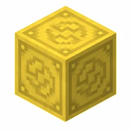 Pixel art illustration of a yellow glazed terracotta block with a swirling ornate pattern