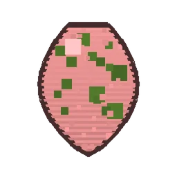 Pixel art illustration of a Zombified Piglin Spawn Egg with a two-tone speckled shell