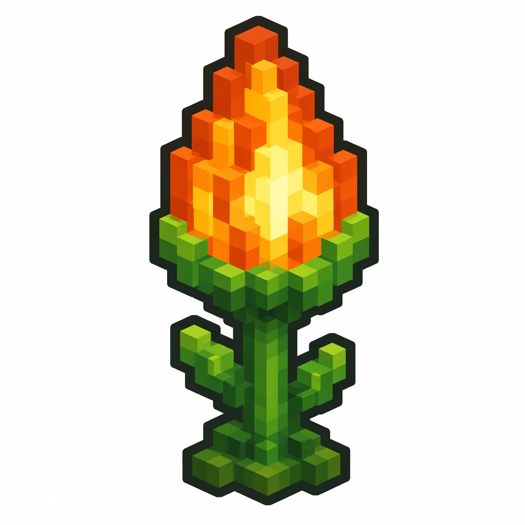 Pixel art illustration of a torchflower in chunky voxel game style