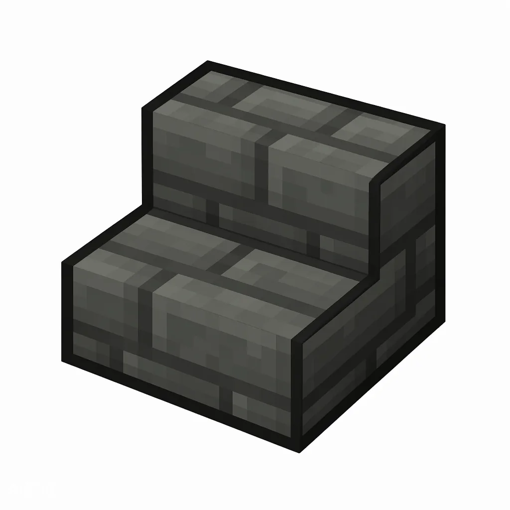 Pixel art illustration of a tuff brick stairs, an L-shaped staircase block