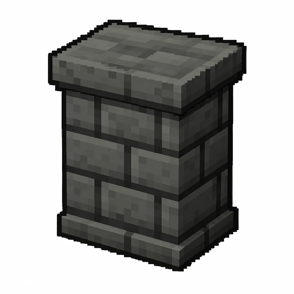 Pixel art illustration of a tuff brick wall, a short sturdy wall pillar
