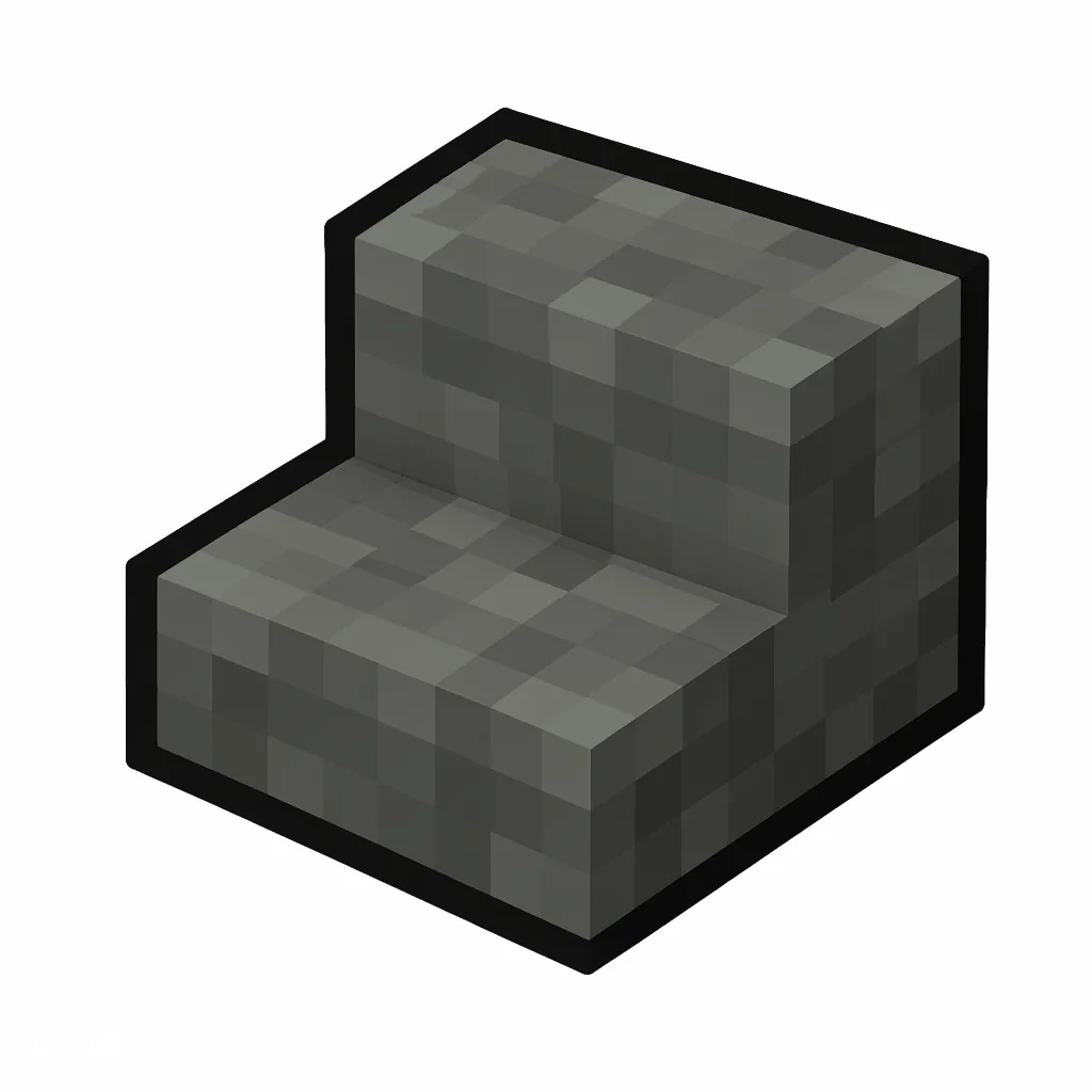 Pixel art illustration of a tuff stairs, an L-shaped staircase block