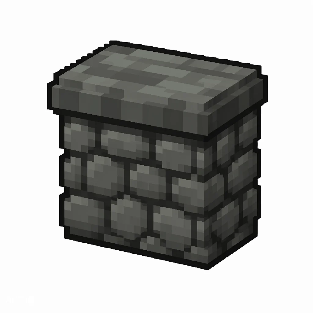 Pixel art illustration of a tuff wall, a short sturdy wall pillar