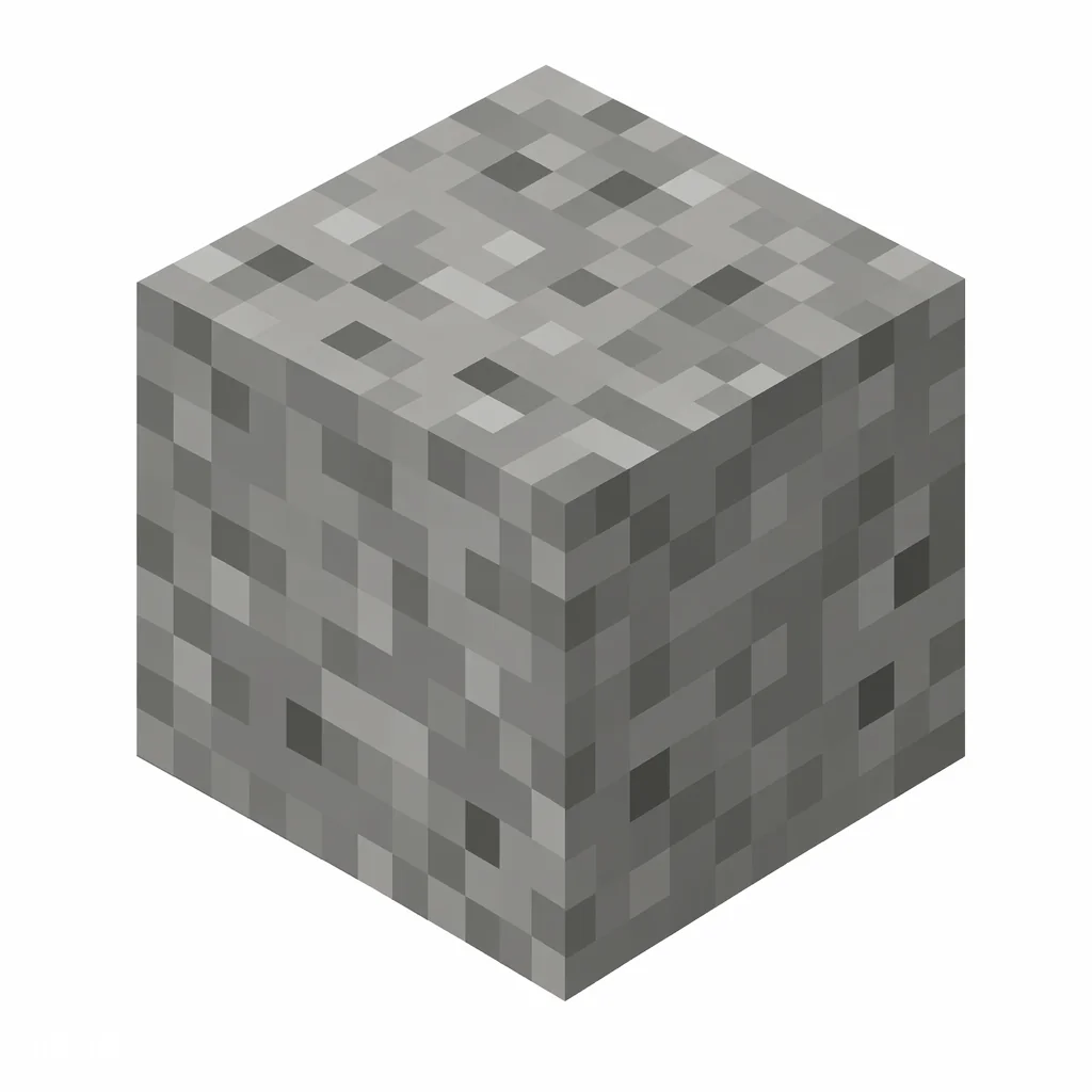 Pixel art illustration of a tuff block with light grayish-brown rough volcanic rock