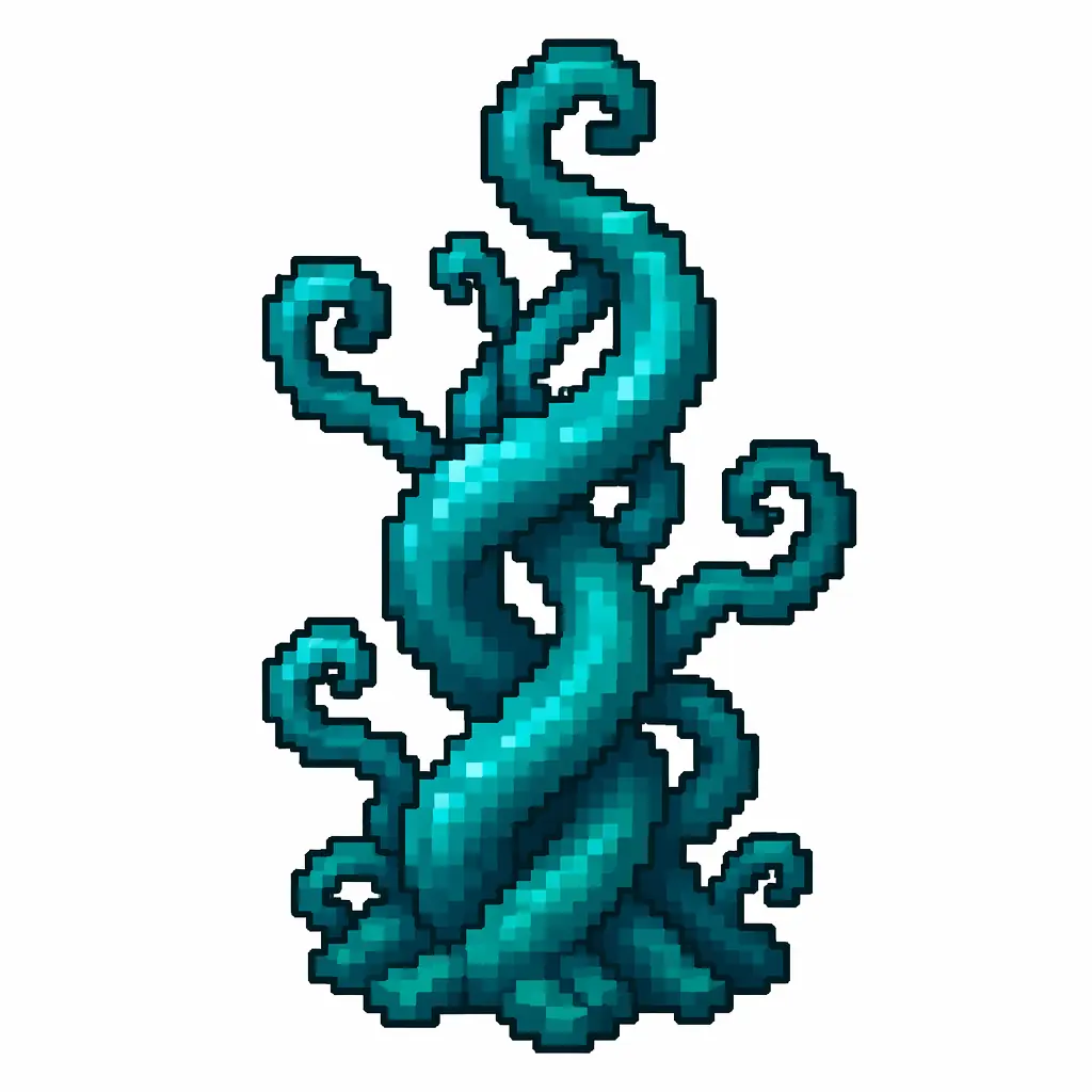 Pixel art illustration of a twisting vines in chunky voxel game style