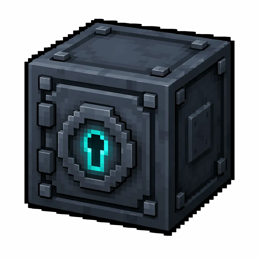 Pixel art illustration of a vault in chunky voxel game style