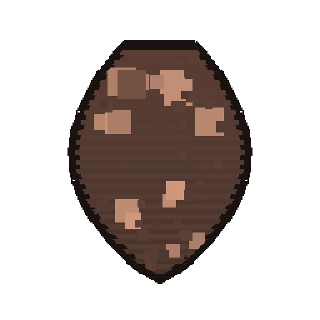 Pixel art illustration of a Villager Spawn Egg with a two-tone speckled shell