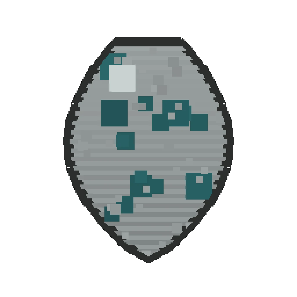 Pixel art illustration of a Vindicator Spawn Egg with a two-tone speckled shell