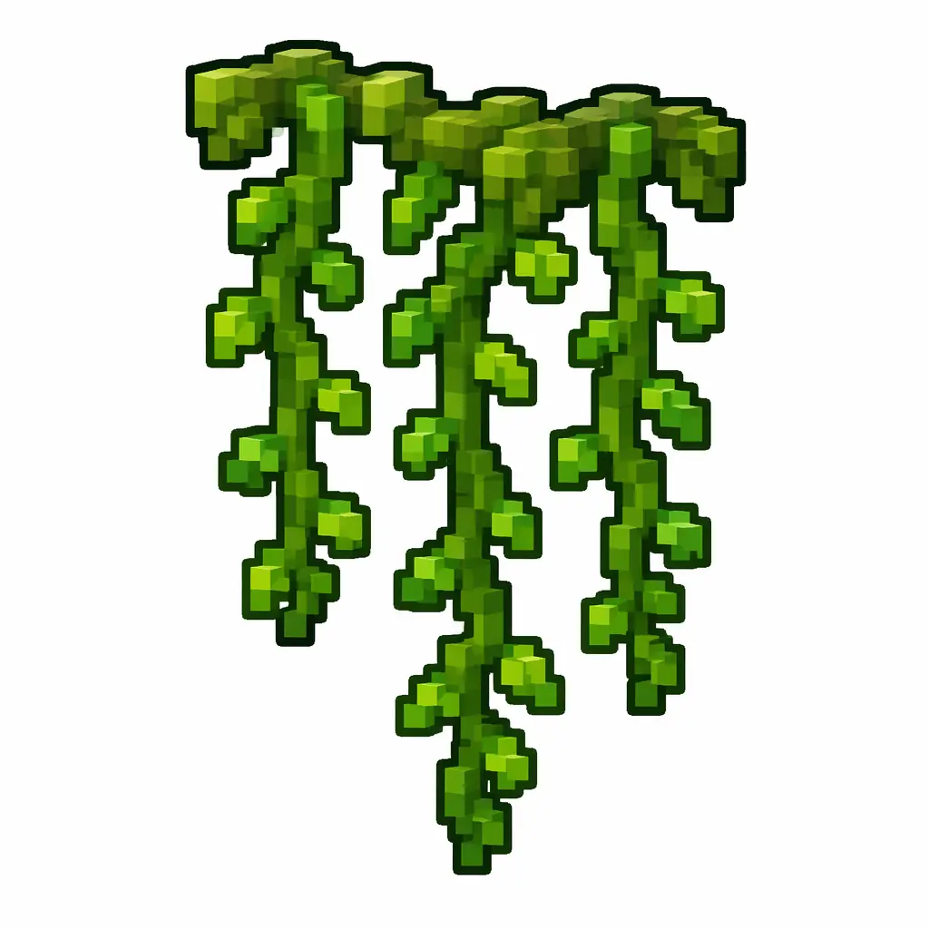 Pixel art illustration of a vines in chunky voxel game style