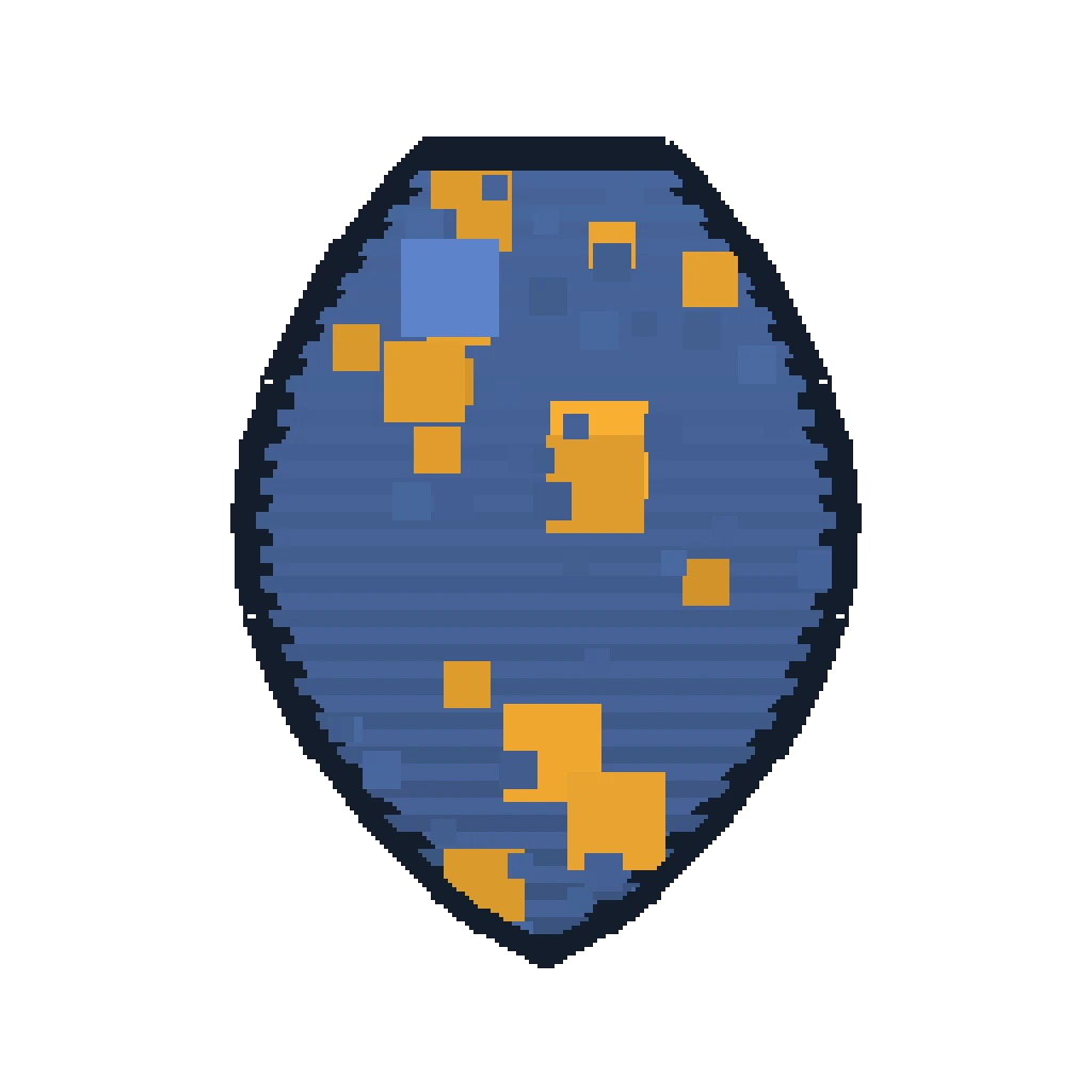 Pixel art illustration of a Wandering Trader Spawn Egg with a two-tone speckled shell