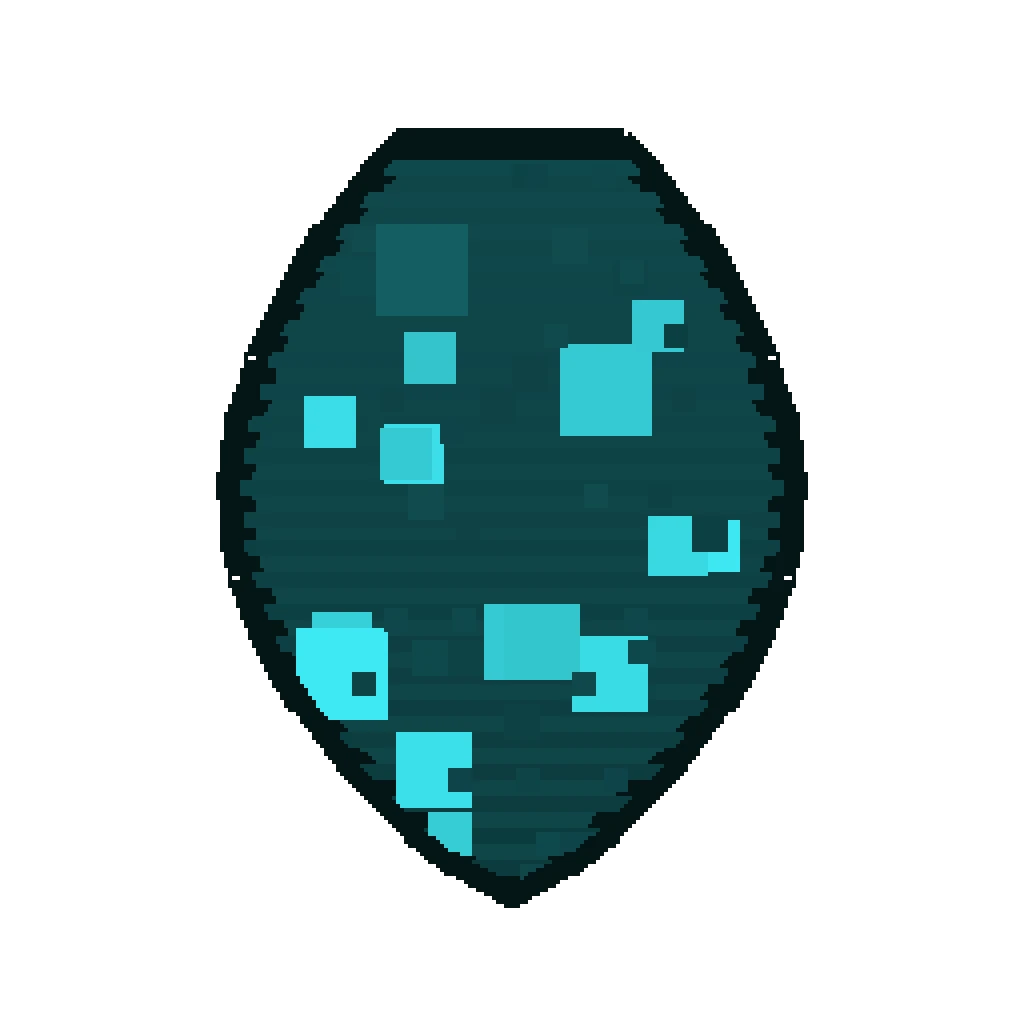 Pixel art illustration of a Warden Spawn Egg with a two-tone speckled shell