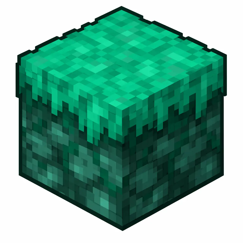 Pixel art illustration of a warped nylium in chunky voxel game style