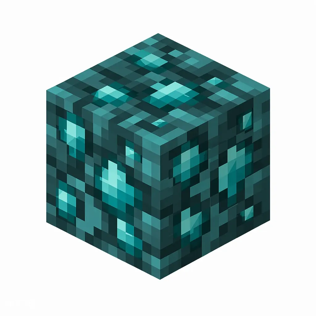 Pixel art illustration of a warped wart block with teal-cyan lumpy growth
