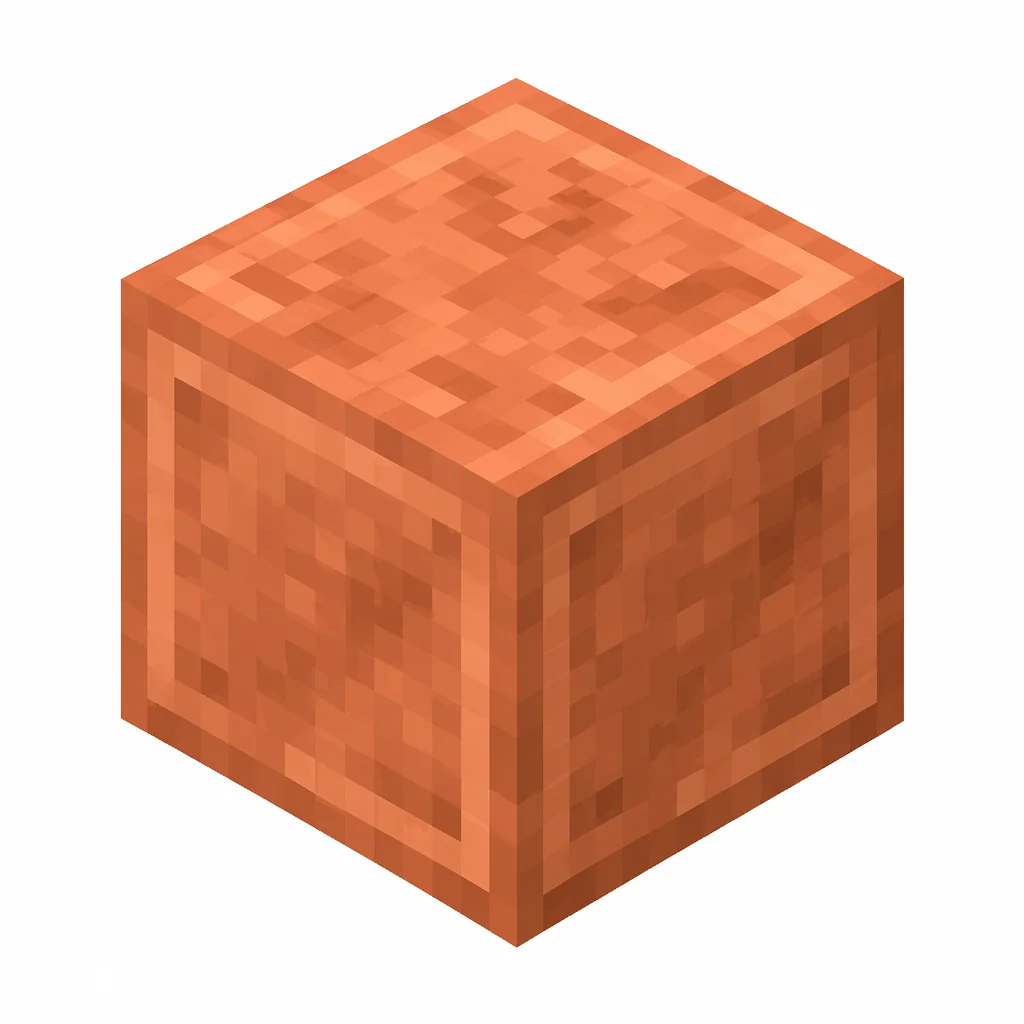 Pixel art illustration of a waxed copper block, copper sealed with honeycomb