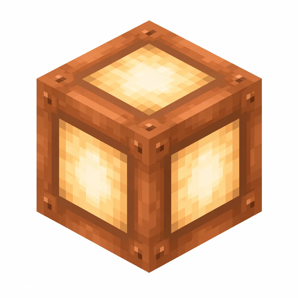 Pixel art illustration of a waxed copper bulb, copper sealed with honeycomb