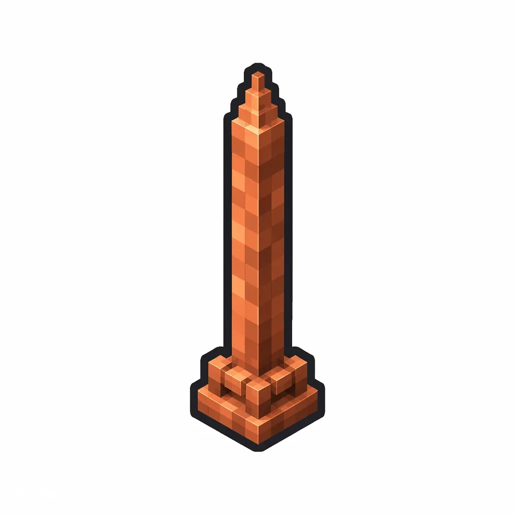 Pixel art illustration of a waxed lightning rod, copper sealed with honeycomb