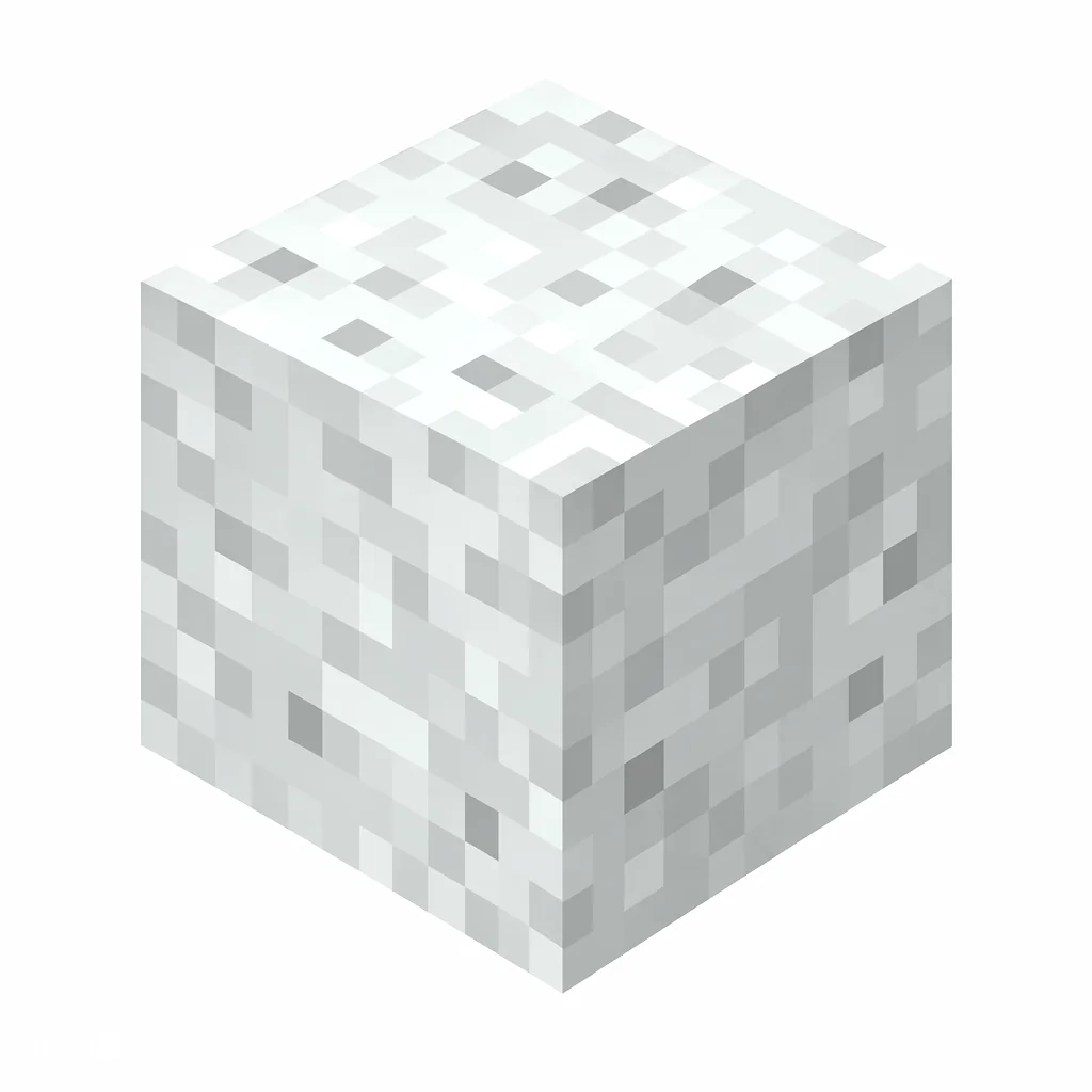 Pixel art illustration of a white concrete block with a fine speckled white cement texture