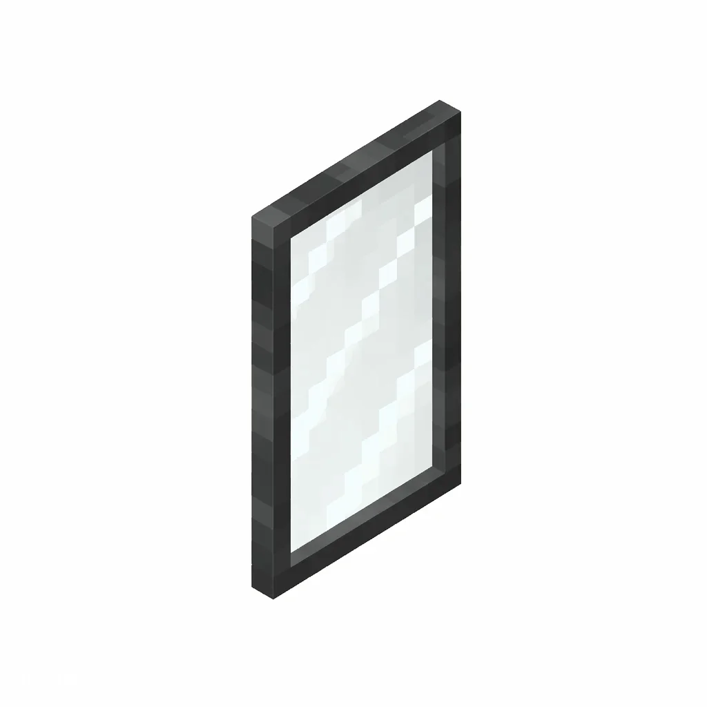 Pixel art illustration of a white stained glass pane, a thin tinted transparent panel