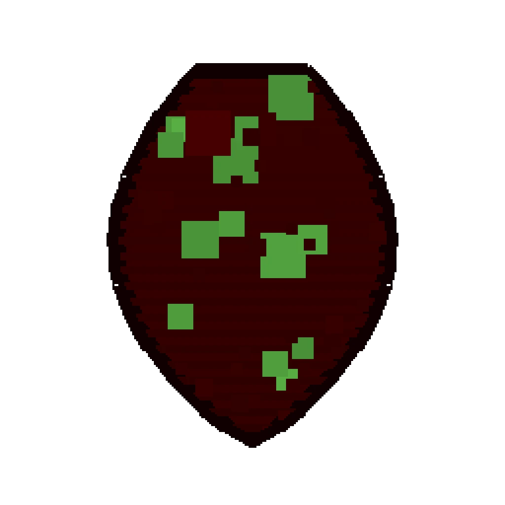 Pixel art illustration of a Witch Spawn Egg with a two-tone speckled shell