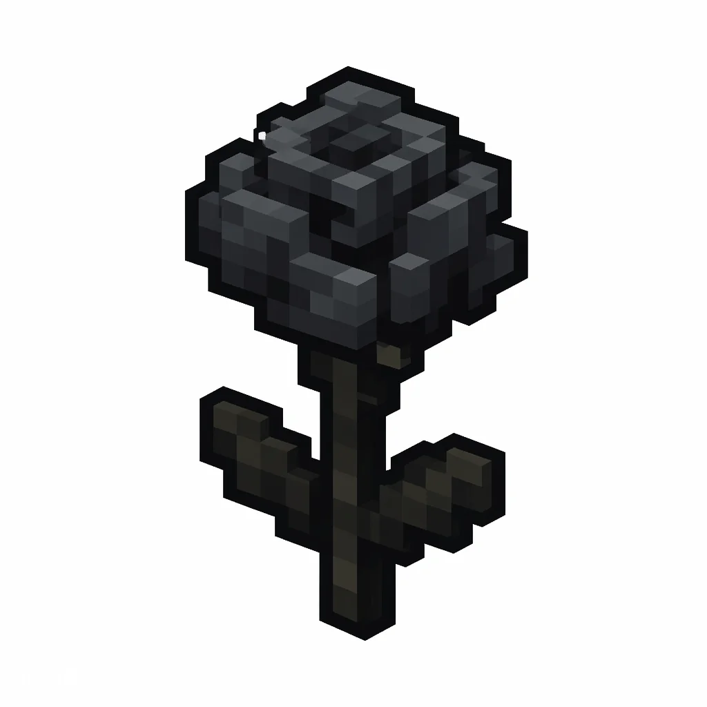 Pixel art illustration of a wither rose in chunky voxel game style