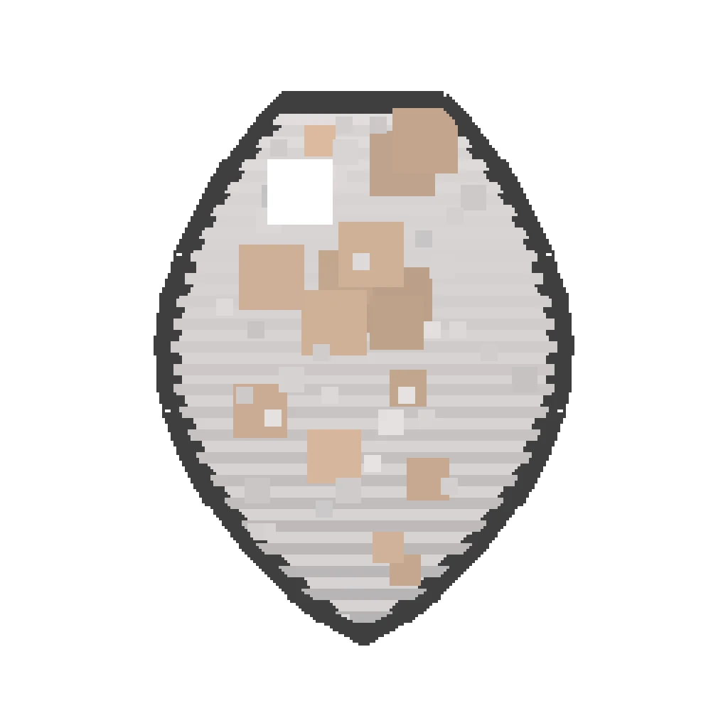 Pixel art illustration of a Wolf Spawn Egg with a two-tone speckled shell