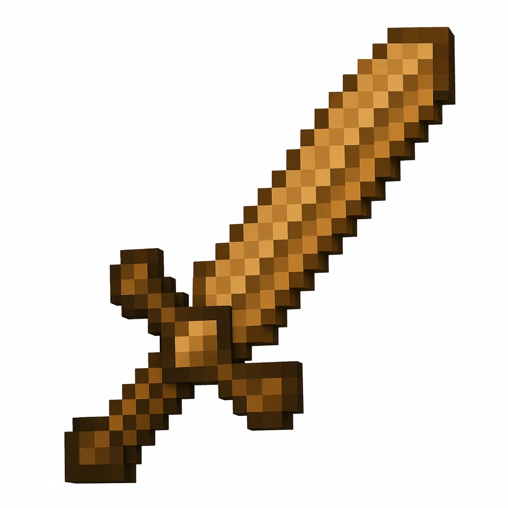 Original pixel art Wooden Sword icon with a light brown blade and darker hilt