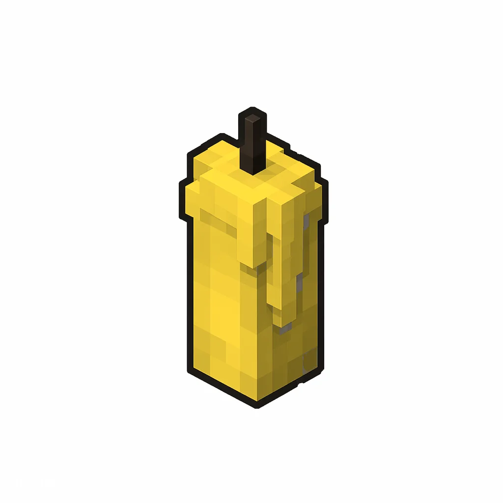 Pixel art illustration of an unlit yellow candle with soft wax drips and a dark wick