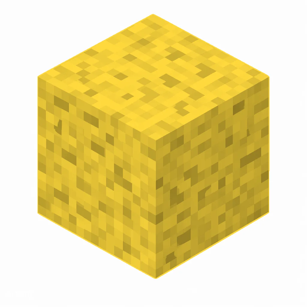 Pixel art illustration of a yellow concrete powder block with a grainy powder texture