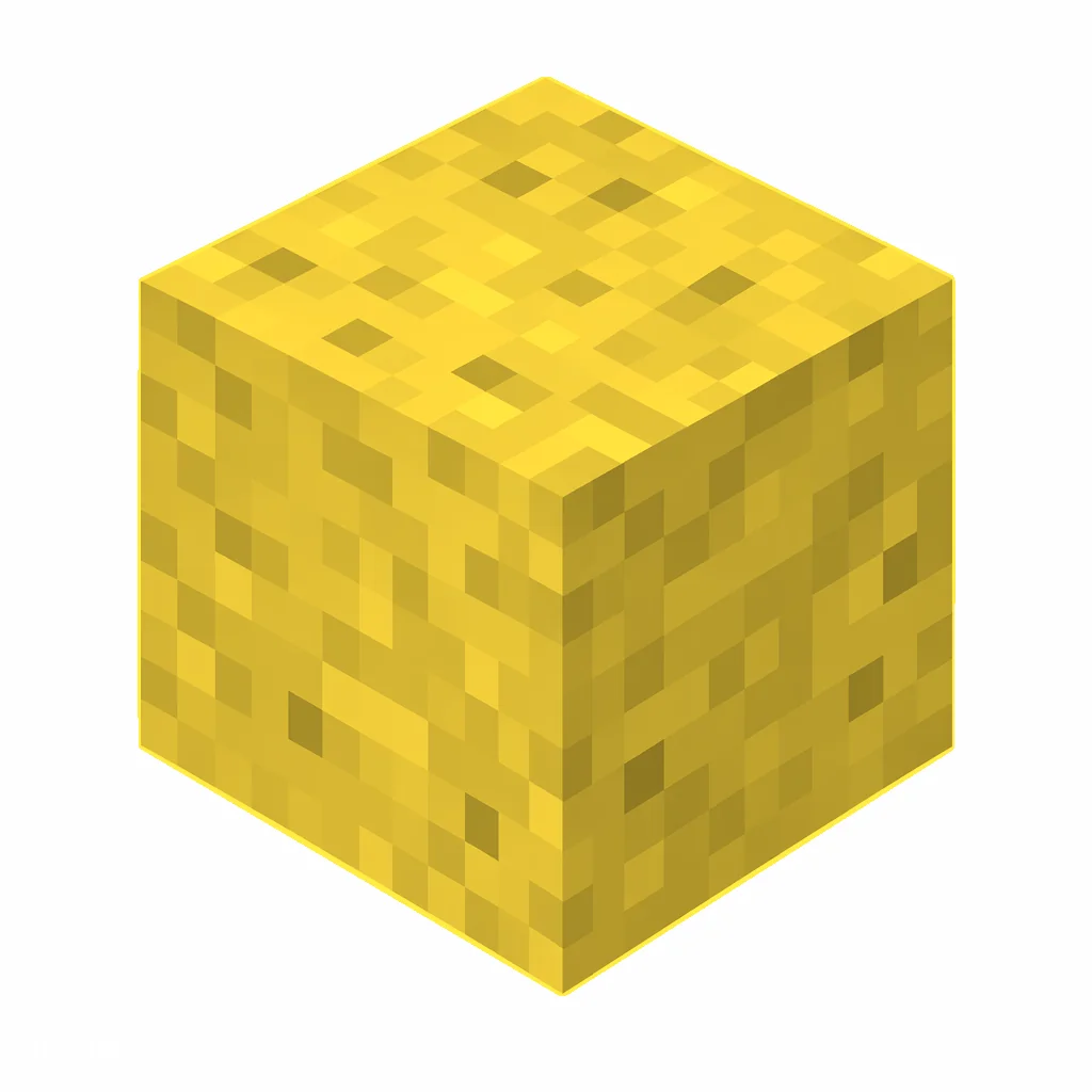 Pixel art illustration of a yellow concrete block with a fine speckled yellow cement texture