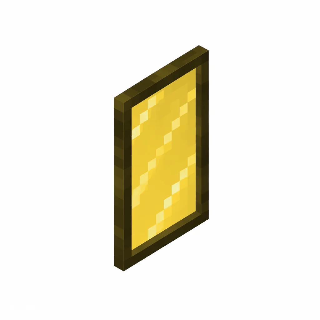 Pixel art illustration of a yellow stained glass pane, a thin tinted transparent panel