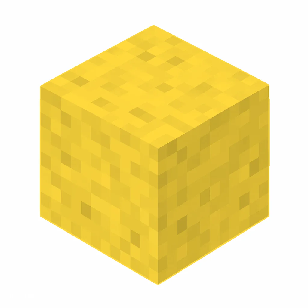 Pixel art illustration of a yellow wool block with dense yellow wool fibers